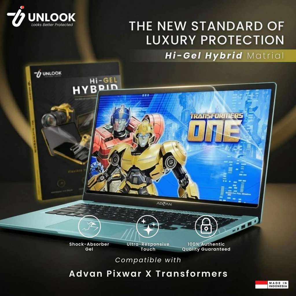 UNLOOK Hi-GEL HYBRID Hydrogel+ Screen Protector for Advan Pixwar X Transformers - Anti Bekas Jari Hi