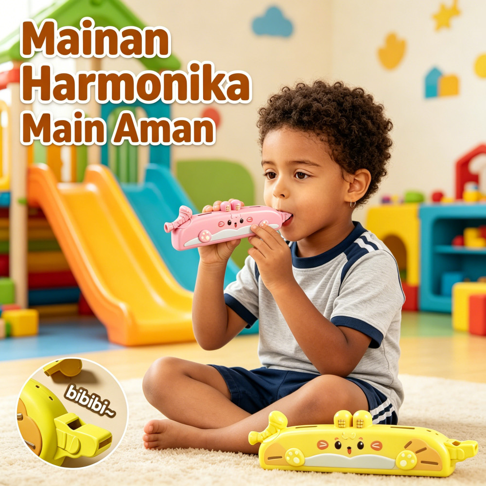 Anak Silikon 16 Lubang Harmonika Karakteristik Alat Musik Kartun Mainan Harmonika Harmonika