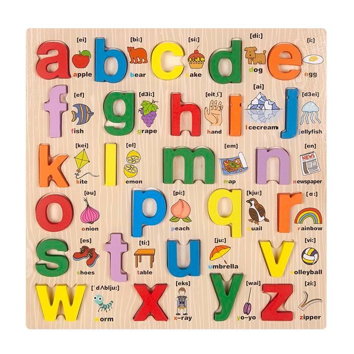Papan puzzle Kayu Huruf dan Angka (+Gambar) - Huruf Kecil