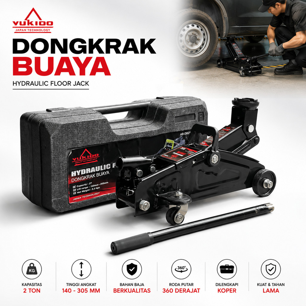 YUKIDO Dongkrak Buaya 2 Ton Dongkrak Mobil Universal YUKIDO