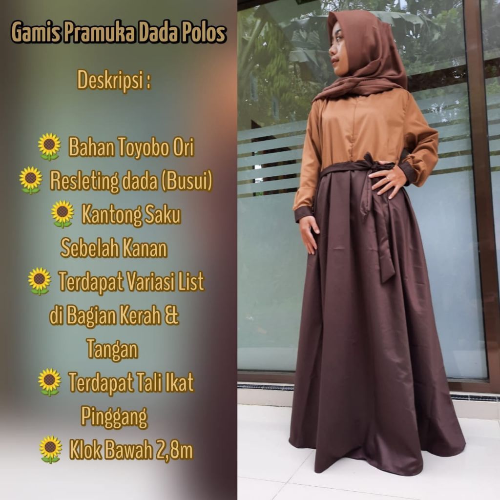seragam gamis pramuka guru | gamis pramuka setelan S-XXXL
