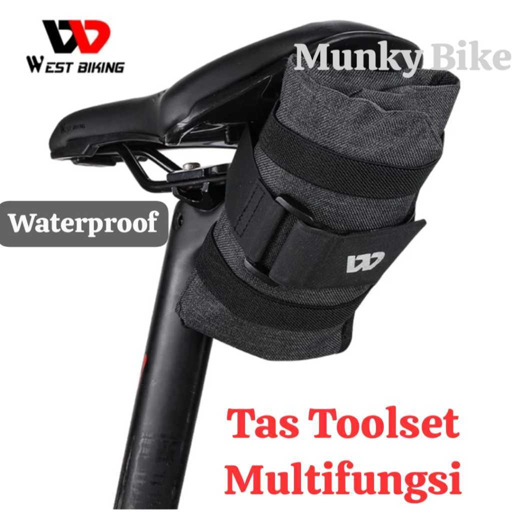 Foto West Biking Tas Toolset Tool Pocket Roll Bicycle Bag Seatpost Sadel Top Tube Sepeda Multifungsi