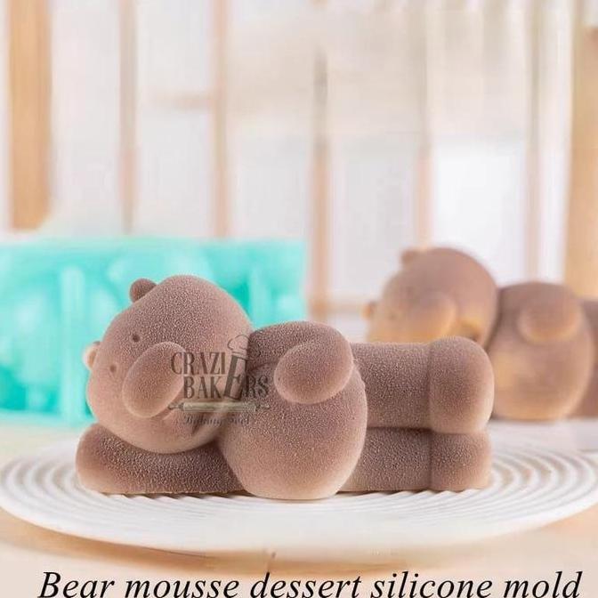 Cetakan SIlikon Pudding Mousse Lying Bear - Bear Donut  - Gymnastic Bear 3D Mold