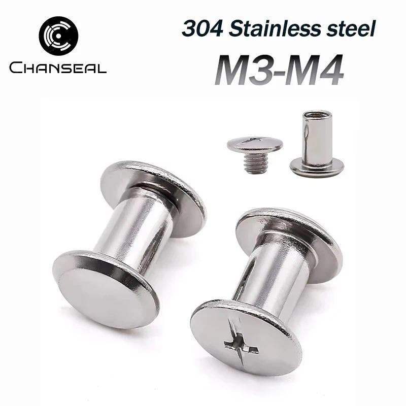 10 set Sekrup Chicago M3 M4 304 Stainless Steel untuk Penjilidan Tas Kulit, Album Foto, Buku, dan Ba