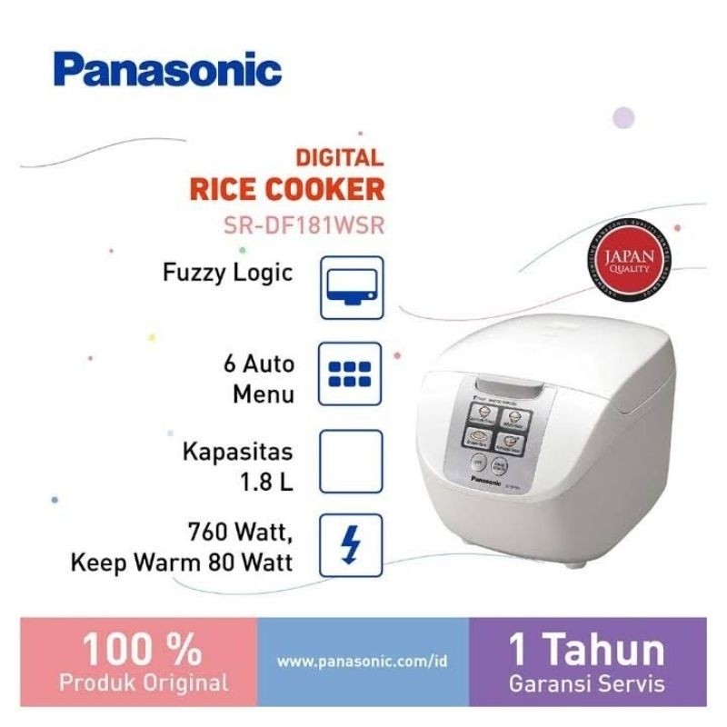 DIGITAL RICE COOKER MAGIC COM PANASONIC SR DF181 SRDF DF 181 SRDF181 BINCHOTAN INNER POT FUZZY LOGIC