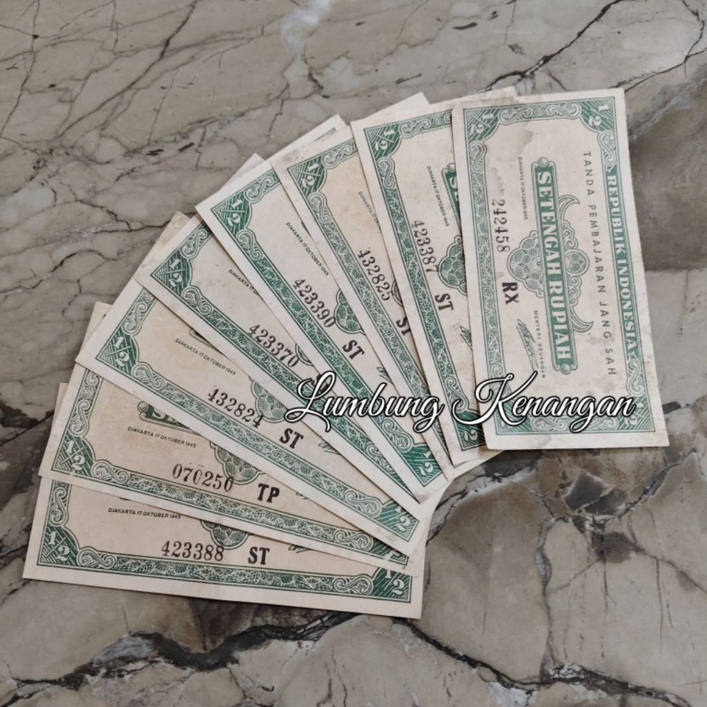 (READY STOK) uang kuno 1/2 rupiah 1945 setengah rupiah (TERLARIS)