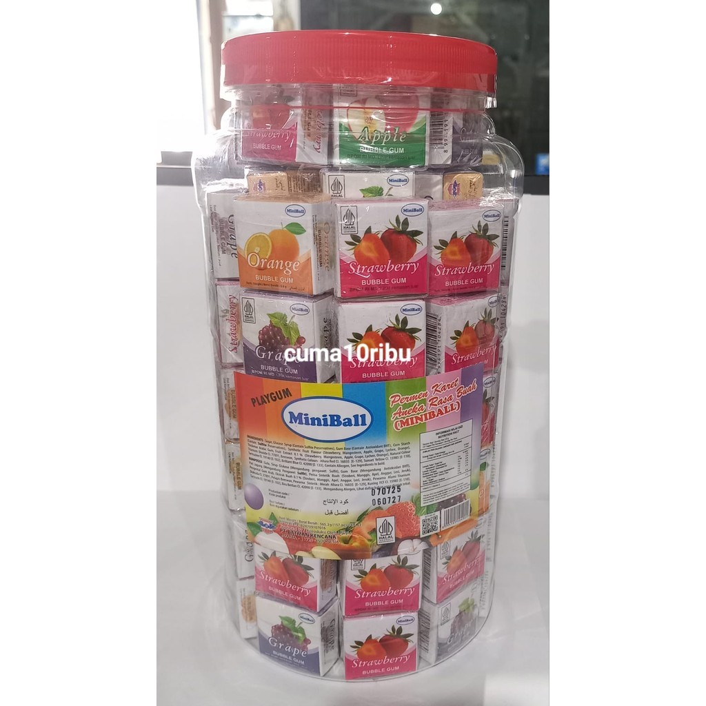 PERMEN KARET MINIBALL BUBBLE GUM toples isi 157 pcs
