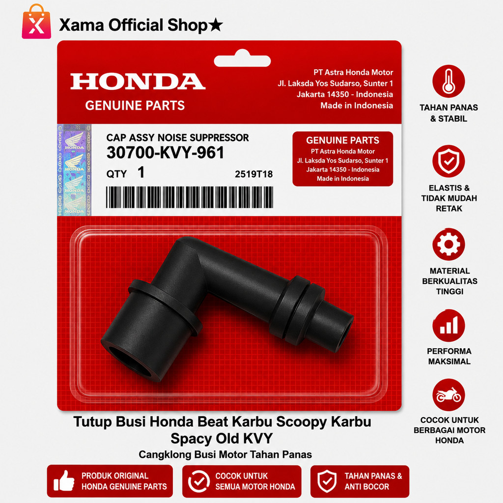 Tutup Busi Honda Beat Karbu Scoopy Karbu Spacy Old KVY - Cangklong Busi Motor Tahan Panas