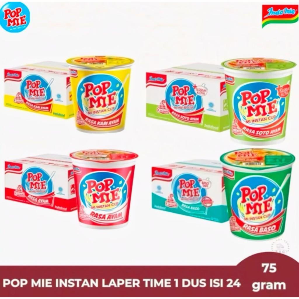 Pop Mie 75gr 1 Dus [Isi 24 Pcs] / Indomie Mi Cup Instan Besar 1 karton / Ayam Kari Bakso Dower Goren