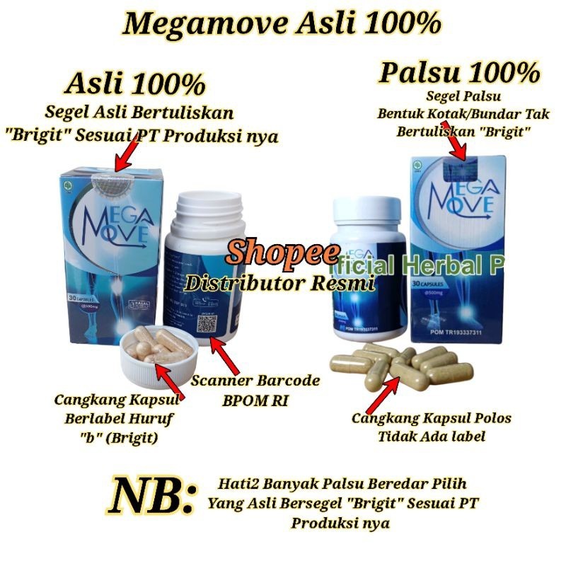 Megamove Asli Obat Sendi Megamove Original 100% Herbal Ampuh Berkualitas Halal BPOM