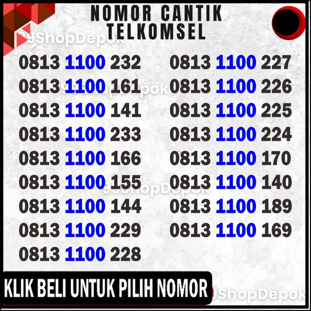Nomor Cantik Simpati 11 DIGIT, TELKOMSEL 1100, Nomer Cantik Simpati 4g 5g Kartu Perdana 189 232 228
