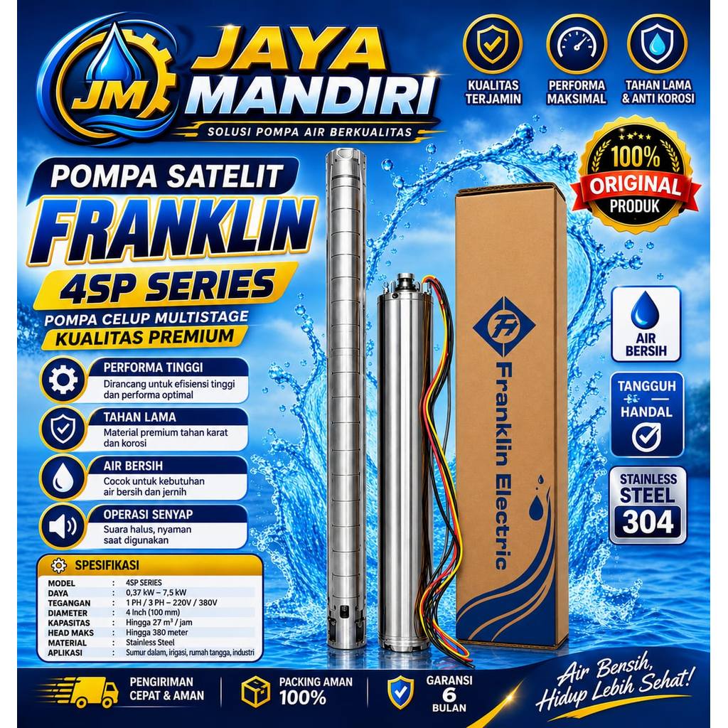POMPA SATELIT 4 INCH FRANKLIN 3Hp 380v POMPA 4SP8/16 OUTLET 2 INCH
