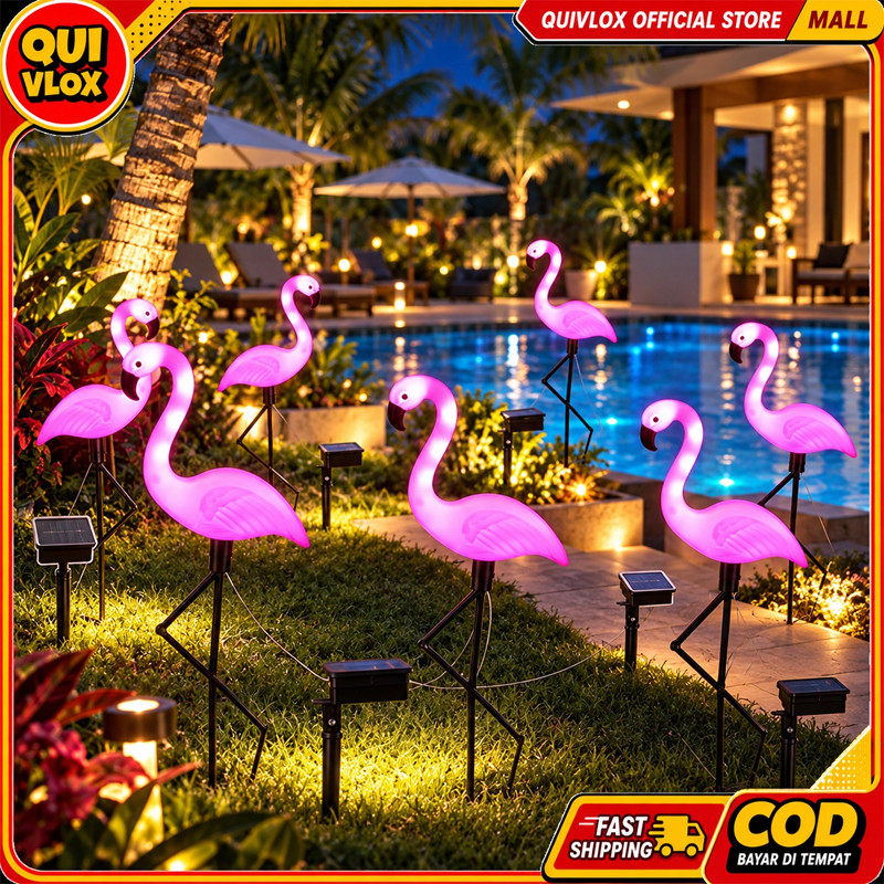 Quivlox Lampu Halaman Flamingo Lampu Flamingo Tenaga Surya Lampu Hias Dekorasi Taman Outdoor Untuk H