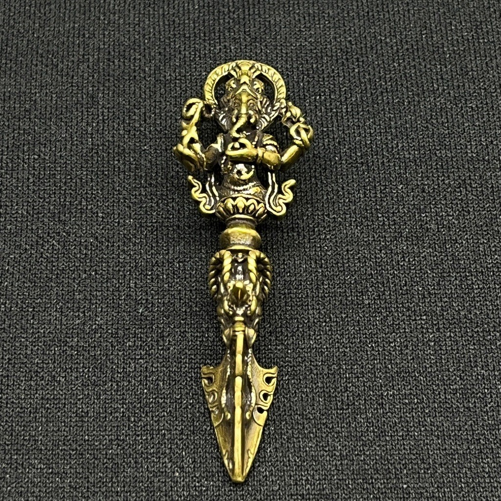 (READY STOK) Miniatur Ganesha Kila Phurba Kuningan Asli Pajangan Phurpa Pasak Vajra Patung Antik Bra