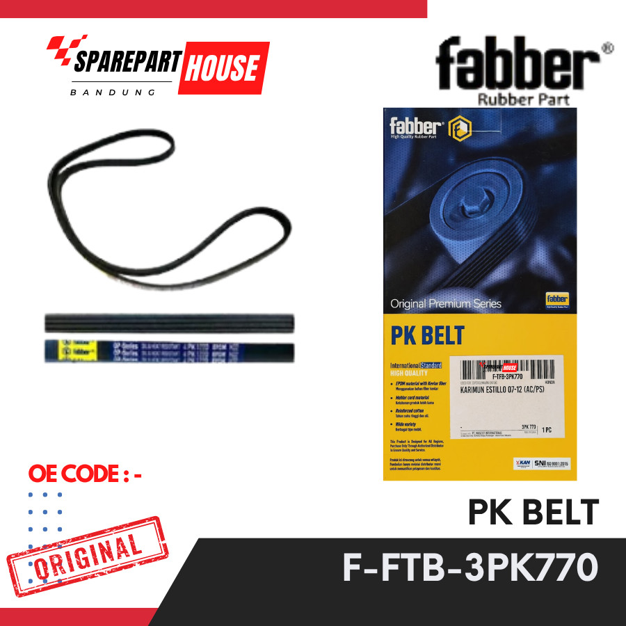 Vanbelt Fanbelt 3PK770 Suzuki Karimun Estilo (AC/PS) FABBER F-FTB-3PK770