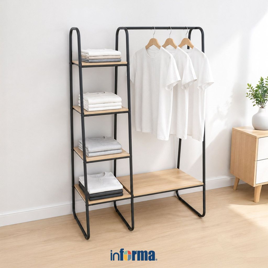 Informa Jasper Gantungan Pakaian Dengan Rak 4 Tingkat Rak Baju Clothes Rack Stand Pakaian Organizer 