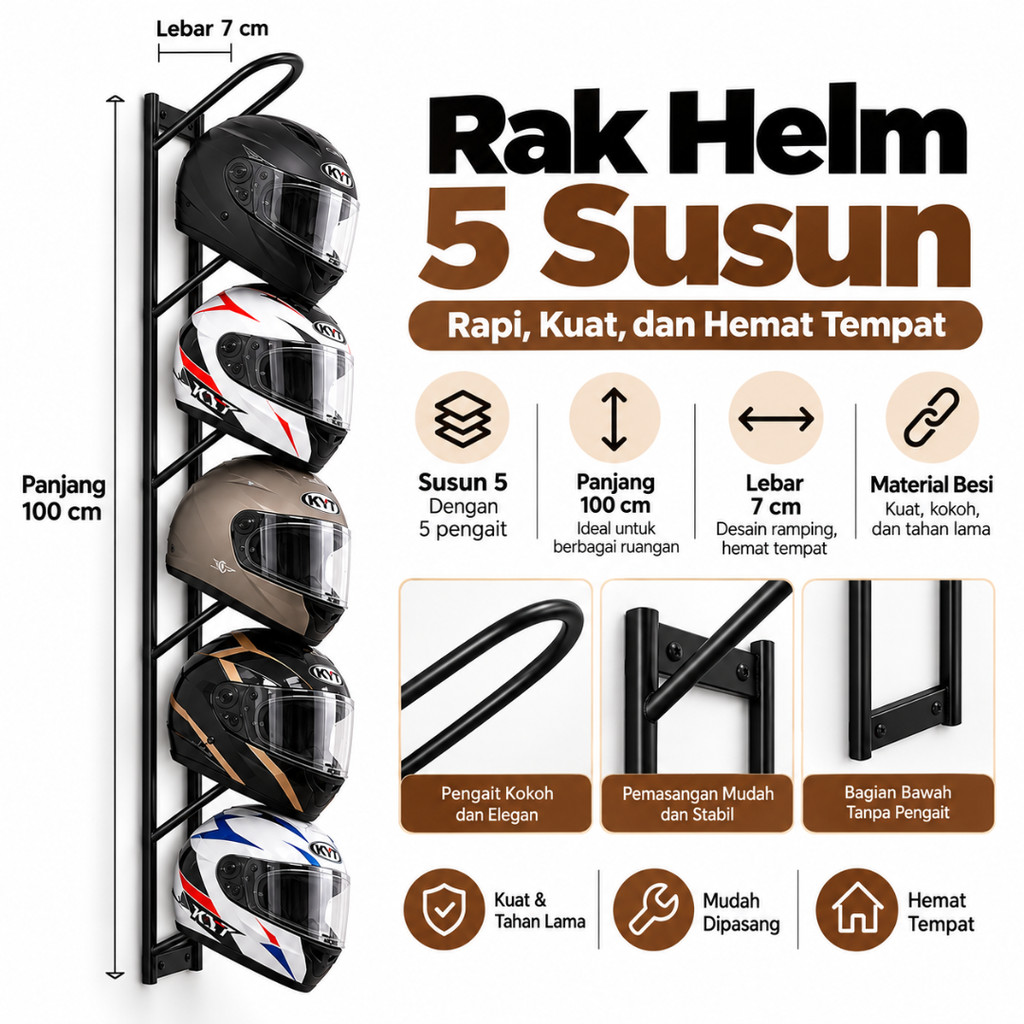 GANTUNGAN HELM DINDING RAK PENYIMPANAN HELM Rak Helm Dinding Gantung