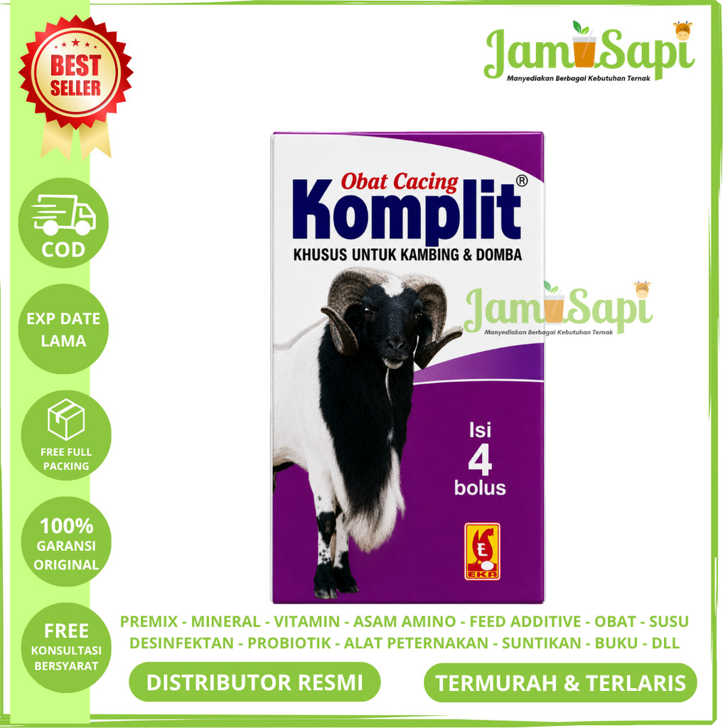 OBAT CACING KOMPLIT KAMBING 1 KOTAK (4 BOLUS) EKA FARMA - Atasi Cacing Gilik Pita Hati Kambing Domba
