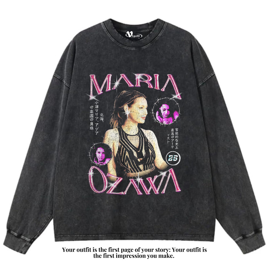 VEGA88 *maria ozawa* Kaos oversize longsleeve | t-shirt oversized | kaos washed | washing | vintage 