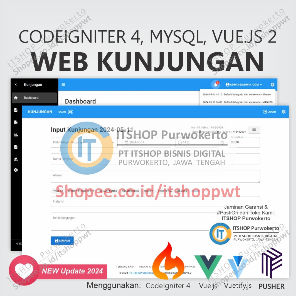 Source Code Aplikasi Web Input Kunjungan menggunakan Codeigniter 4