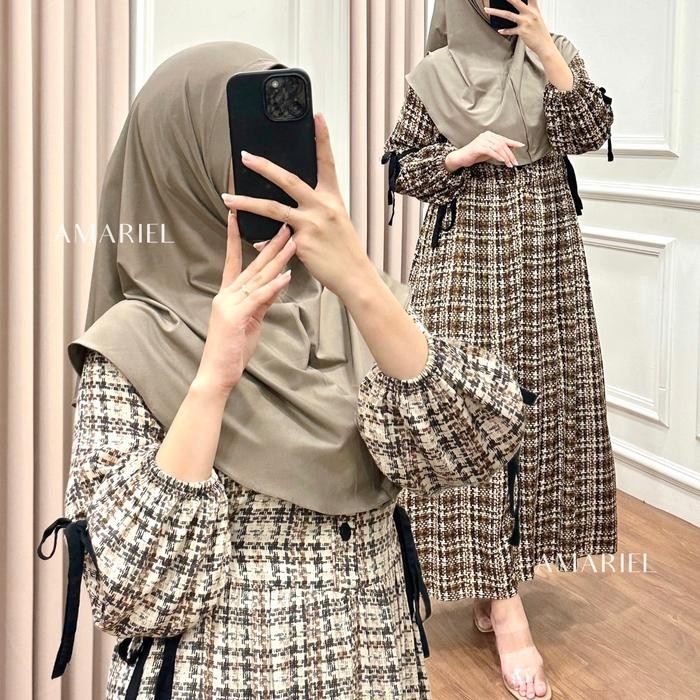 BEST SELLER Amariel Varra Dress Daster Panjang Nyaman Bumil Busui Friendly Kancing Depan - Var: Root