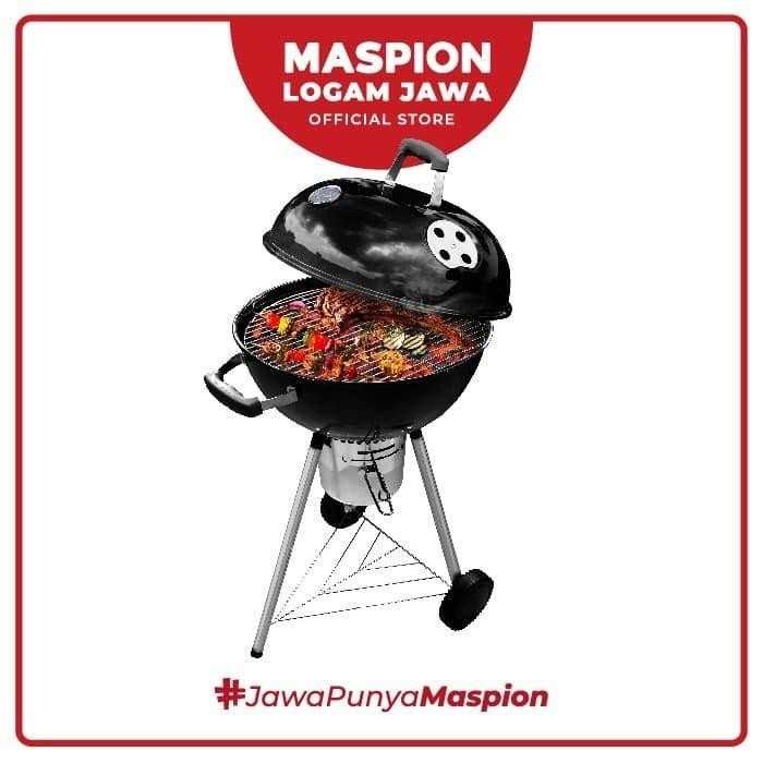 PROMO  Panggangan BBQ Arang Maspion Alat Panggangan Outdoor Berdiri Deluxe Grill Pan 47cm Roda