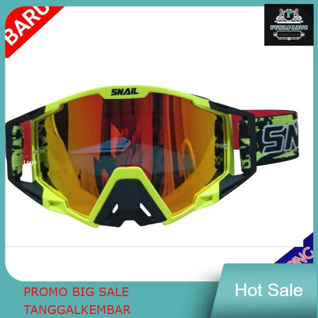 KACAMATA HELM CROSS GOGGLE SNAIL MX36 MX40  KACA TRAIL ANTI EMBUN ANTIFOG GLASS