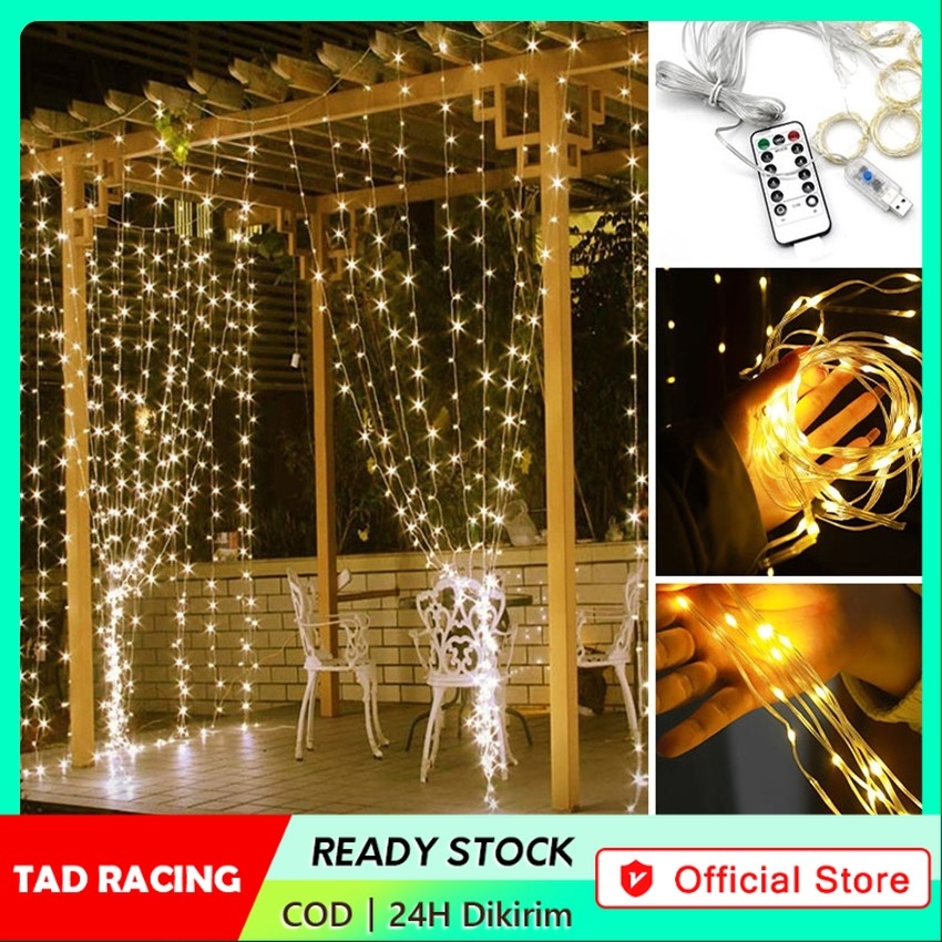 【TADRACING】Lampu Jala Jaring LED Warm dan Rainbow Lampu Tumblr Light Jala dekorasi taman cafe Lampu 