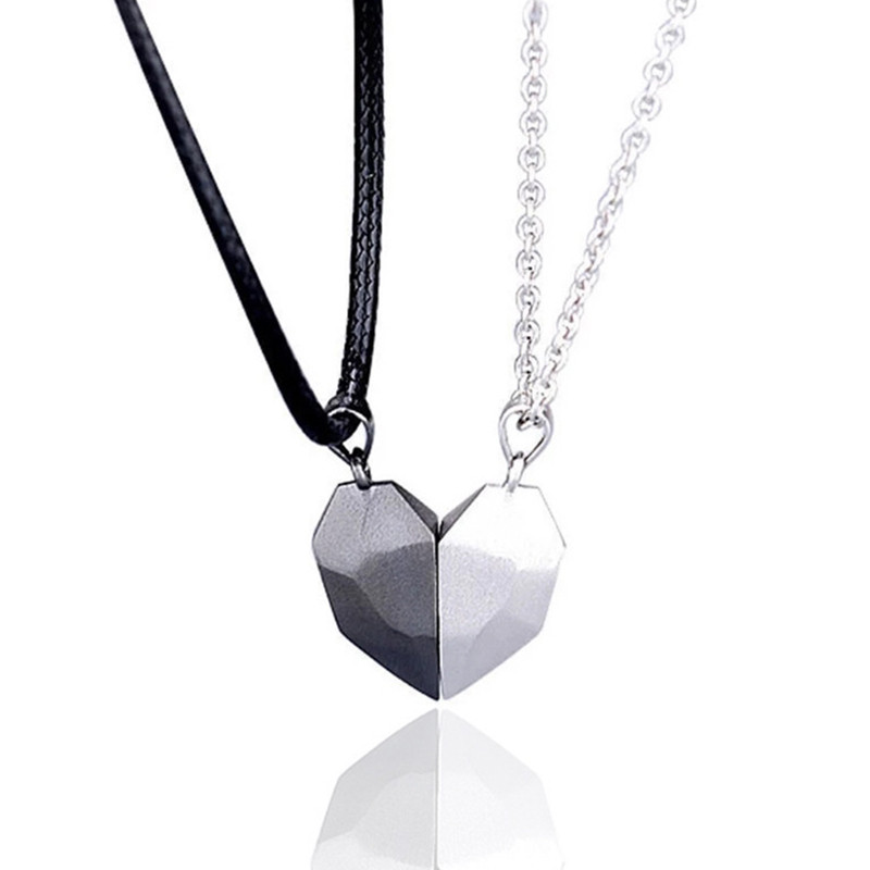 Good Simple Quality Couple Pendant Necklace Electrocardiogram,Magnetic Heart,Pendant Splicing Neckla