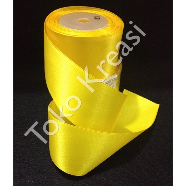 (Meteran) Pita satin 2inci / 5cm warna kuning