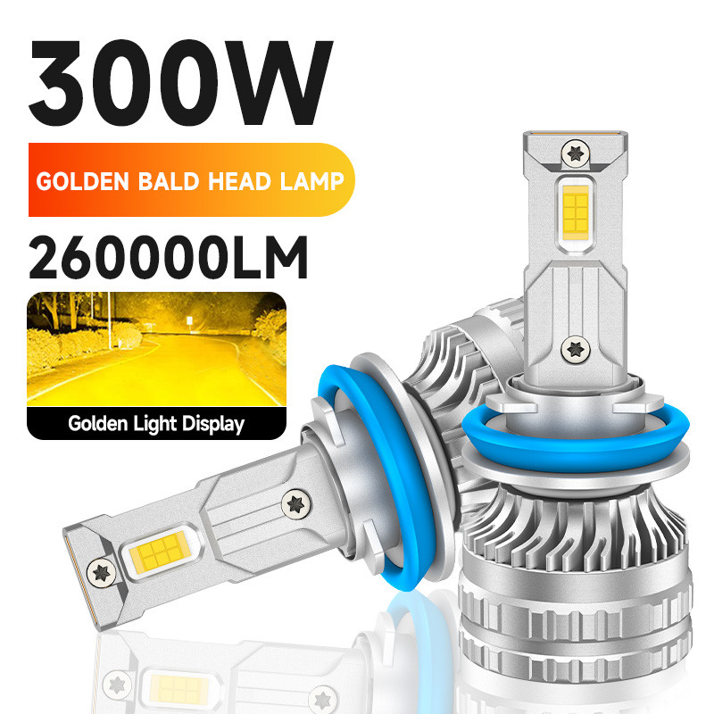 3000K 300W Golden LED 9005 9006 9012Headlight Bulbs H1 H4 H7 H11 H3 Super Bright Auto Front Light Fi