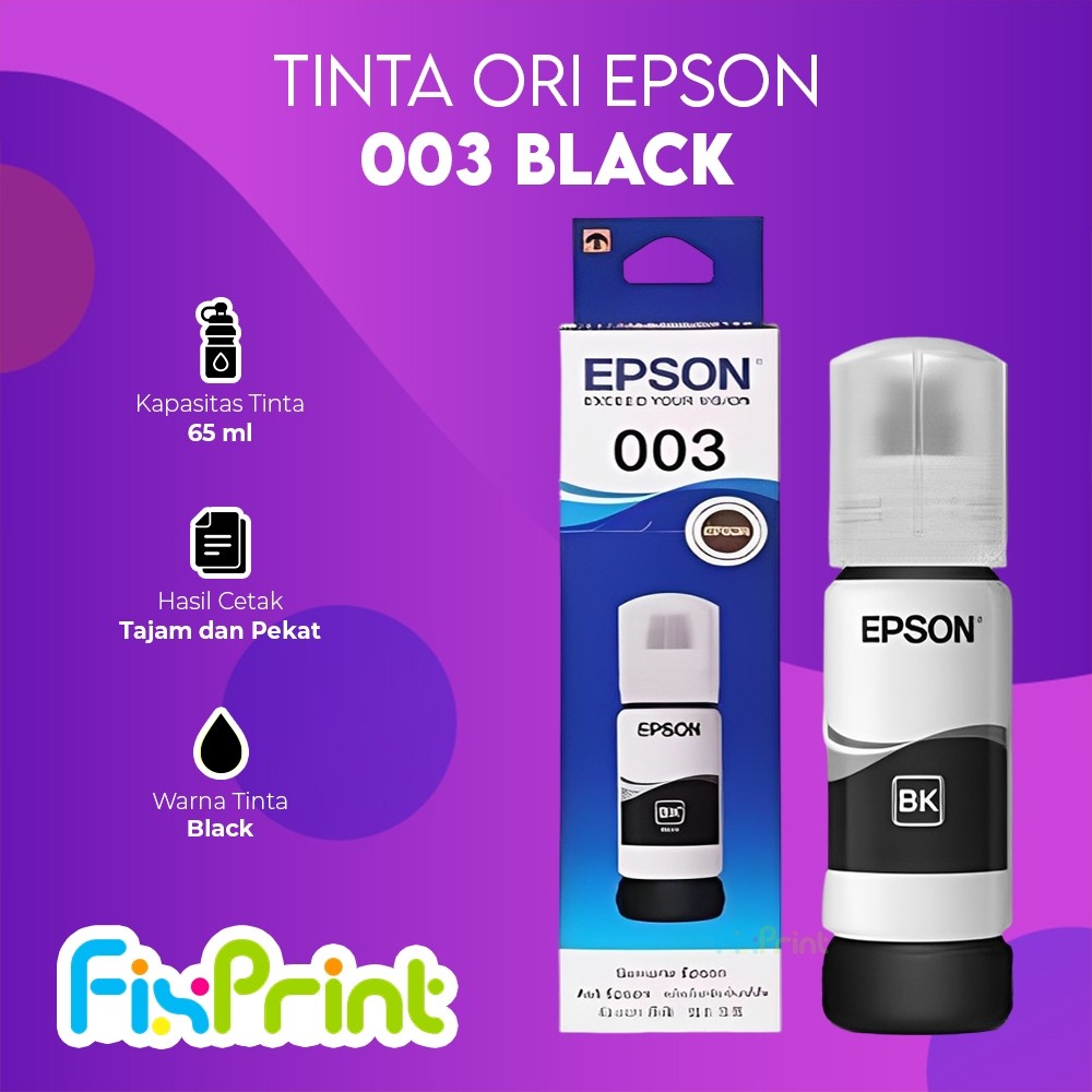 FixPrint Tinta Printer Isi Ulang Epson 003 Black Cyan Magenta Yellow - Original
