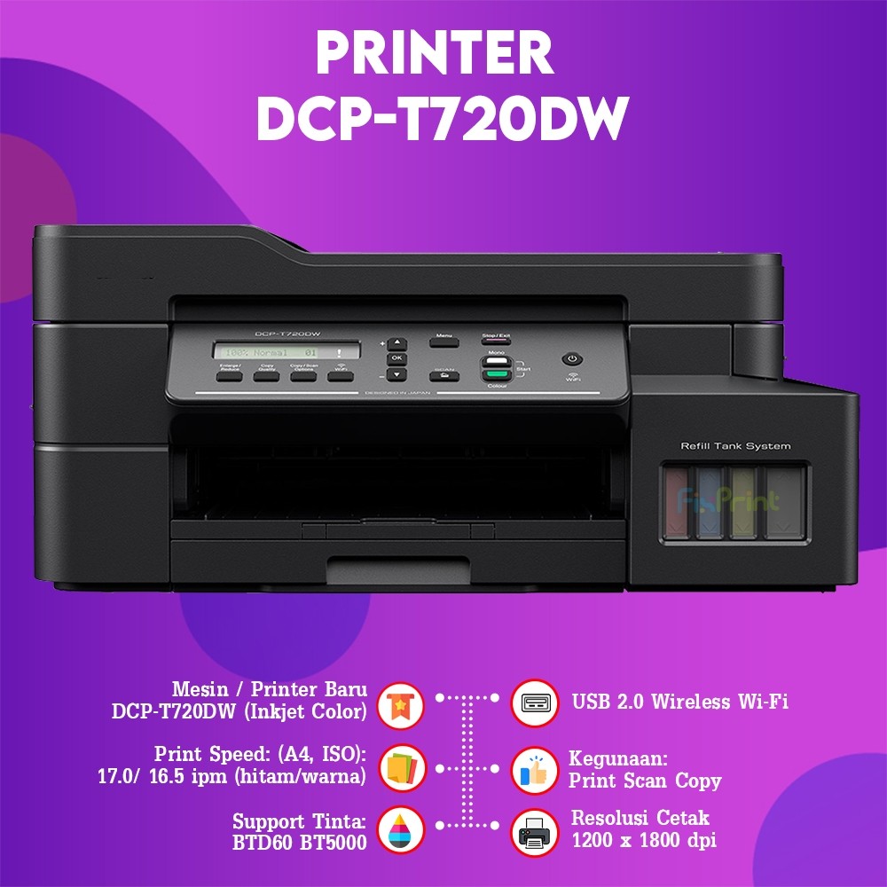 Printer Brother DCP-T720DW DCP T730DW Print Scan Copy Wireless ADF Duplex LAN WiFi Bergaransi Resmi