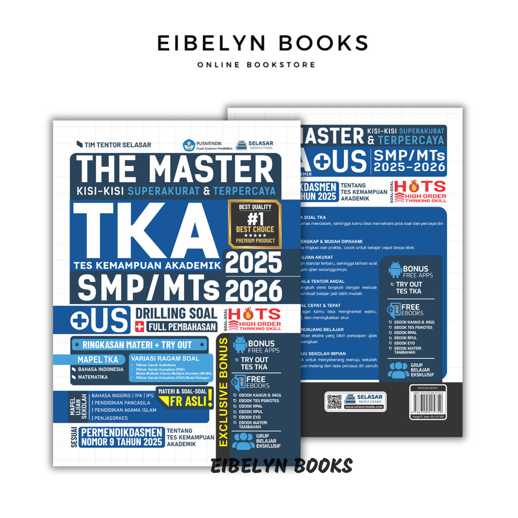 Buku THE MASTER TKA + US SMP/MTs 2025–2026 | Kisi-Kisi Super Akurat + Soal HOTS + Pembahasan Lengkap