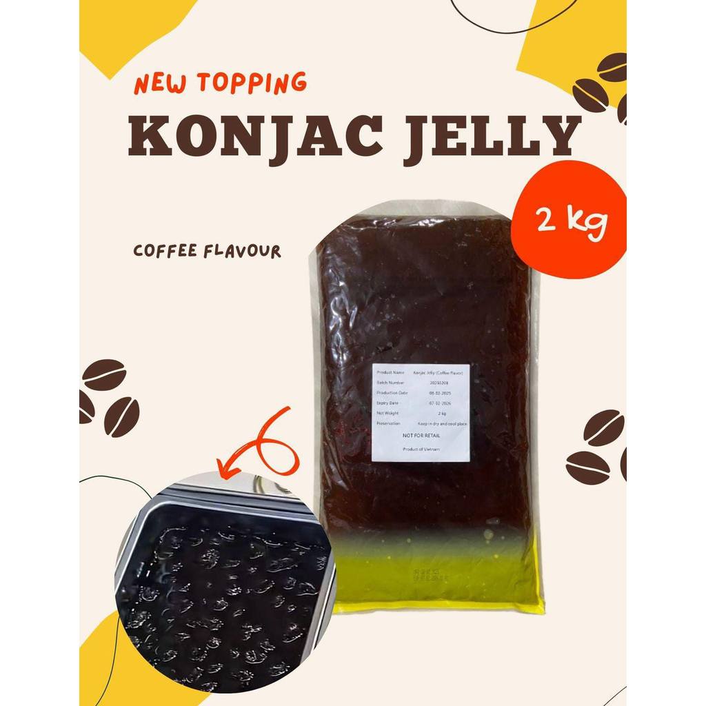serba.grosir.bandung-Konjac Jelly Rasa Kopi Coffee 2kg – Topping Minuman Kekinian / Bubble Tea / Hal