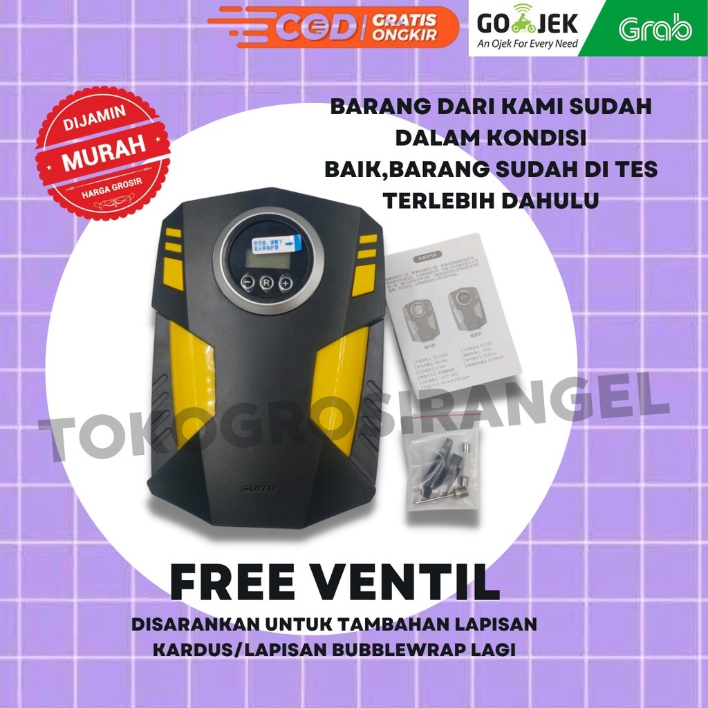 OTOMAX POMPA BAN MOBIL ELEKTRIK PORTABLE MINI MULTIFUNGSI SEPEDA MOTOR MOBIL FREE VENTIL GARANSI 1 B