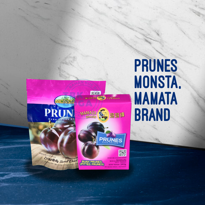Prunes Buah Kering ( Monsta 200 gr, Mamata 340 gr ) Plum Dried Sweet Prune Brand