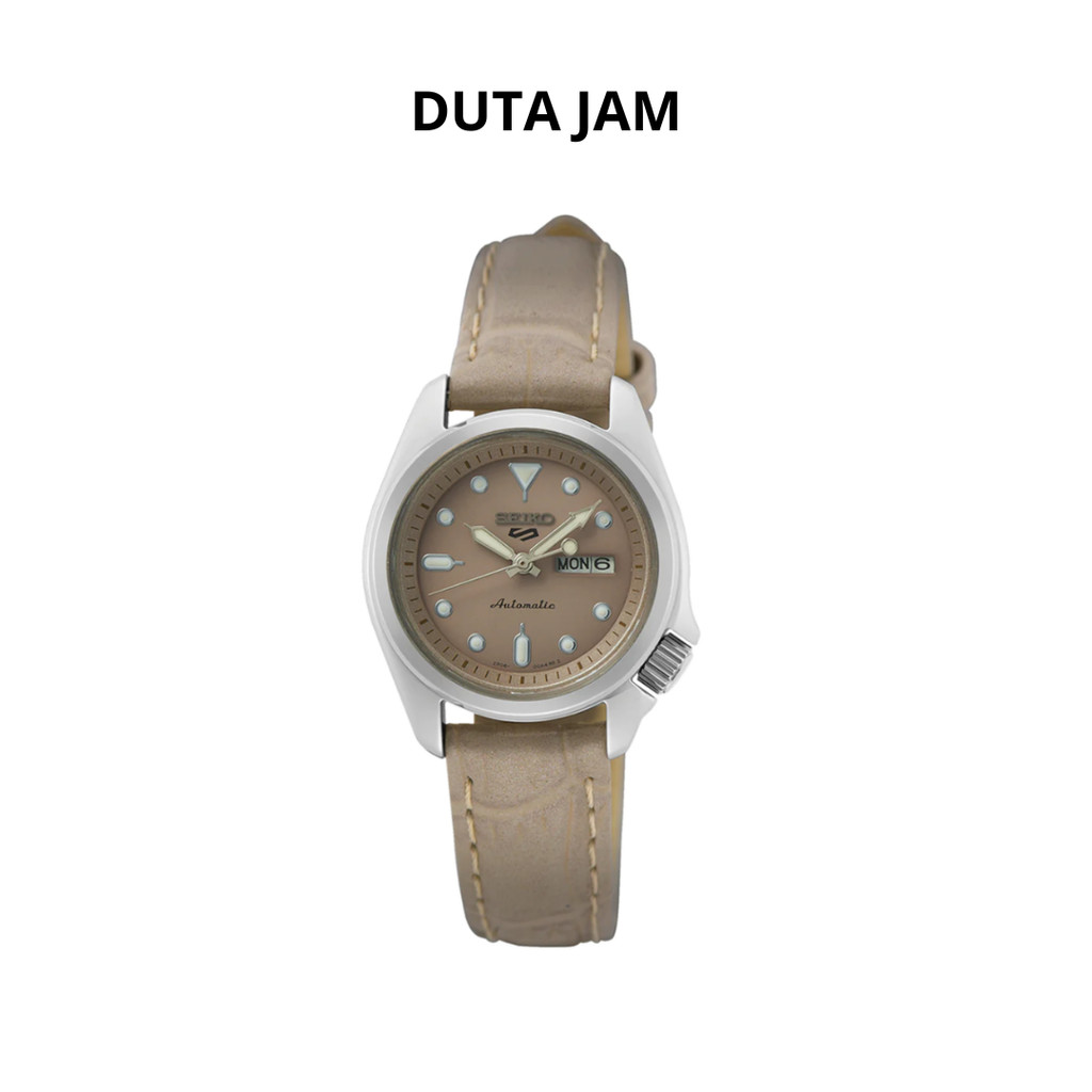 JAM TANGAN WANITA SEIKO SRE005 SRE005K1 ANALOG AUTOMATIC SAND BEIGE LEATHER STRAP