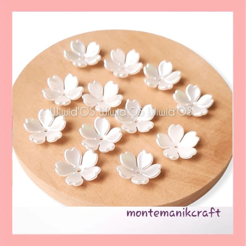 MANIK (16 biji) MANIK BUNGA MUTIARA ADENIUM 15 mm MONTEMANIK CRAFT