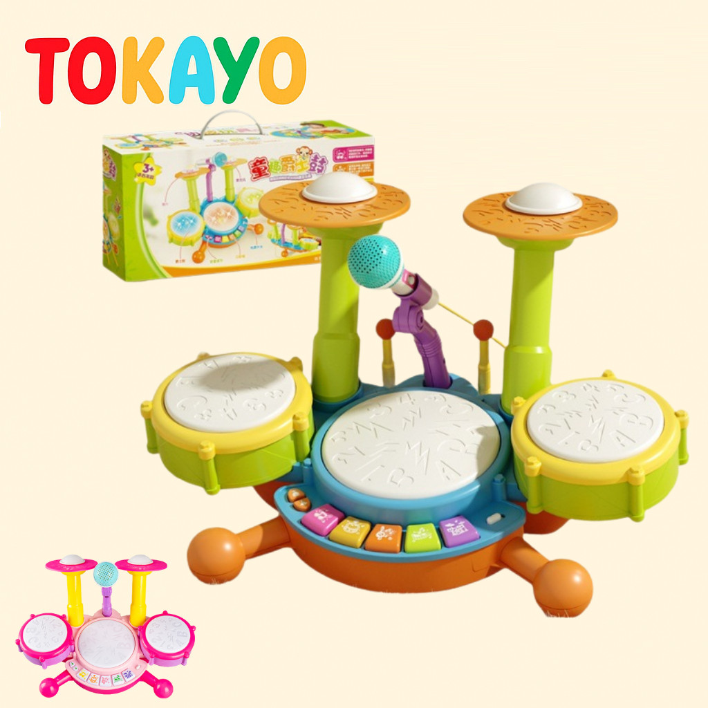 Tokayo Mainan Drum Alat Musik Anak dengan Mikrofon – Set Drum Elektronik Edukatif TOKAYO