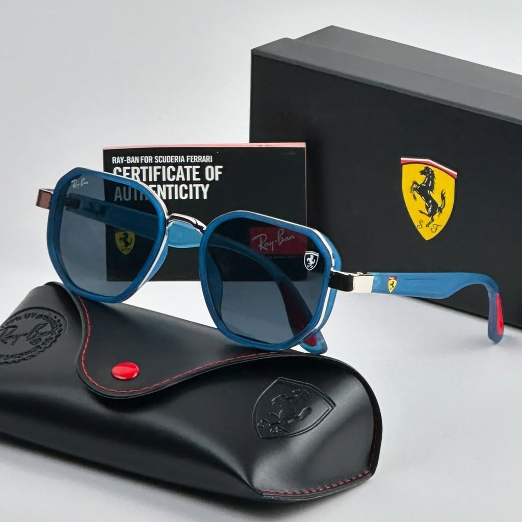 KACAMATA RAYBAN HEXAGONAL SCUDERIA FERARI GAYA PRIA WANITA TRENDY MODEL LENSA POLARIZED RT