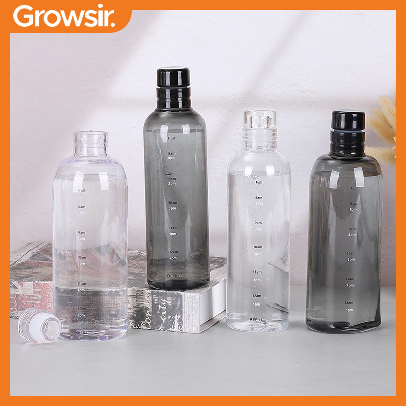 GROWSIR Botol Minum Aesthetic 500ml 700ml Polos Bening Transparan Anti Tumpah Bahan PC BPA FREE