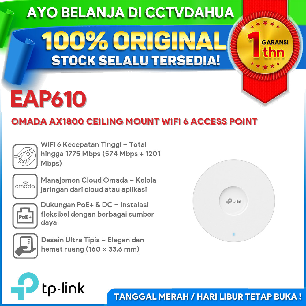 TP-LINK OMADA EAP610 AX1800 CEILING MOUNT WIFI 6 ACCESS POINT