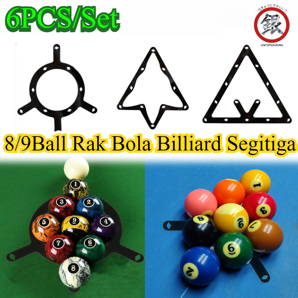 1SET/6PCS 8/9Ball Rak Bola Billiard Segitiga/Pro Magic Rack Billiard/Bulat Magic Ball Rack / Bola Bi