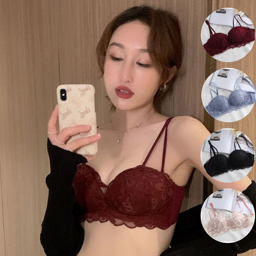 Bra Push Up Tanpa Kawat Latex Pakaian Dalam Wanita Bh Renda Busa Tebal Beha Cewek L013
