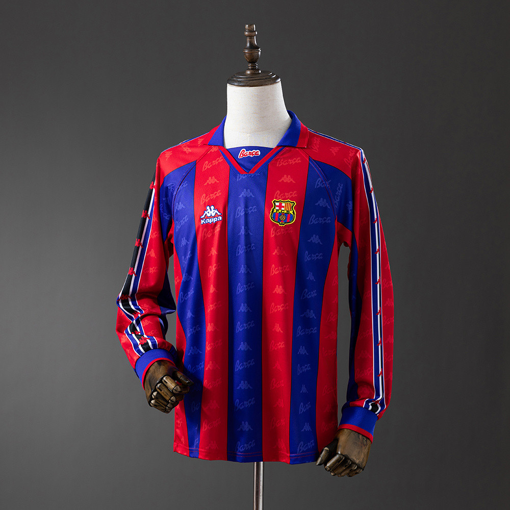 Jersey Retro long sleeve Barcelona 96/97 home T shirt pria