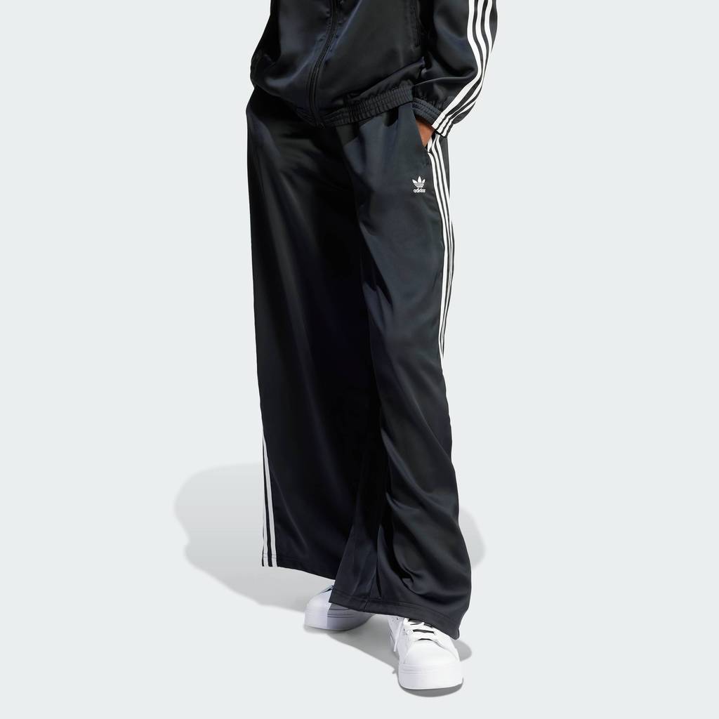adidas Lifestyle Adicolor Satin Wide Leg Track Pants Women Black IU2520