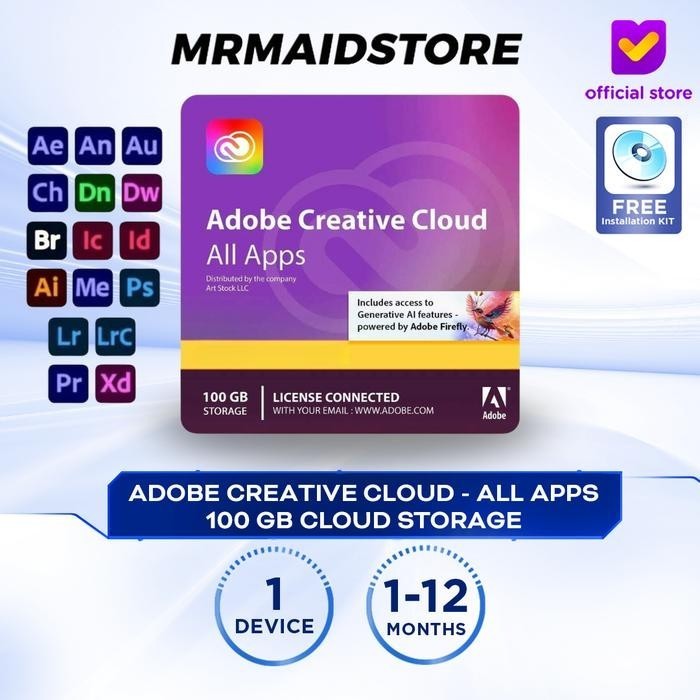 Adobe Creative Cloud All Apps - 100GB Cloud Storage - 1 Tahun Subscription