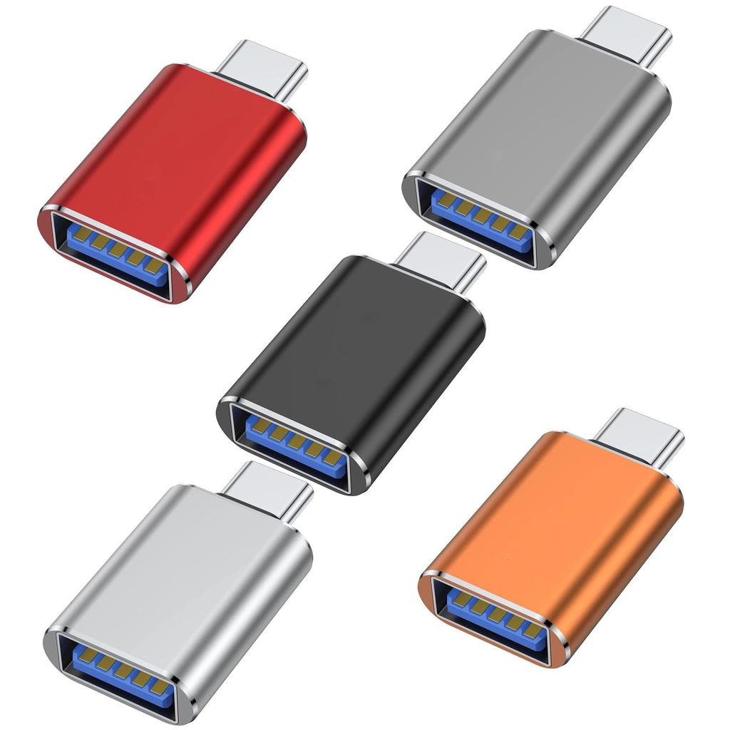 5Pack USB C to USB 3.0 OTG Adapter, Thunderbolt 3 Converter for MacBook Pro, iPad Mini/Air, Surface 