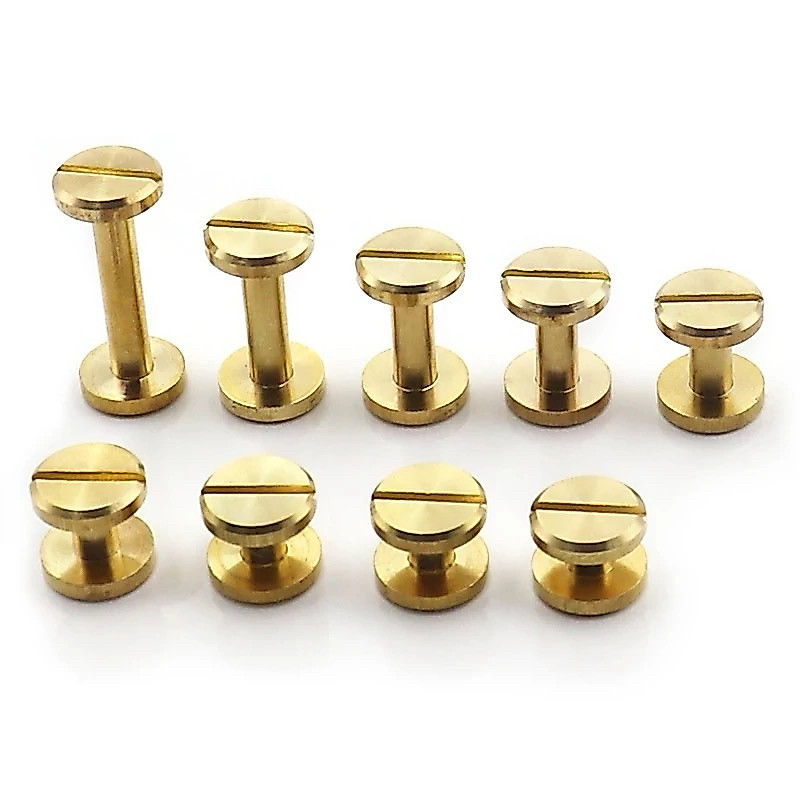 Solid brass chicago screw 10mm head | sekrup baut jilid bahan kuningan untuk aksesoris kulit leather